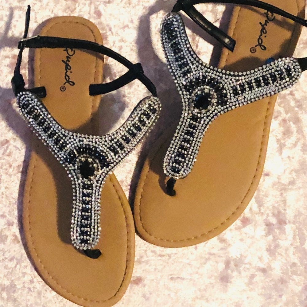 Sparkle Gem/Silver Sandal Flats